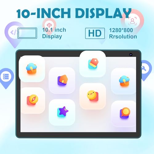 2 in 1 Tablet with Keyboard, Android 15 Tablet 10 inch, 6GB RAM+32GB ROM Support 1TB Expandable Tablets PC, Quad-Core CPU, HD Screen, BT, WiFi, Long Battery Life Tablets with Case Mouse Stylus, Black