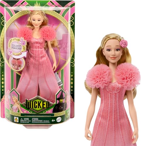 Mattel Wicked Singing Glinda Fashion Doll & Accessories, Posable with Movie-Inspired Look & Removable Outfit, Sings “Popular”