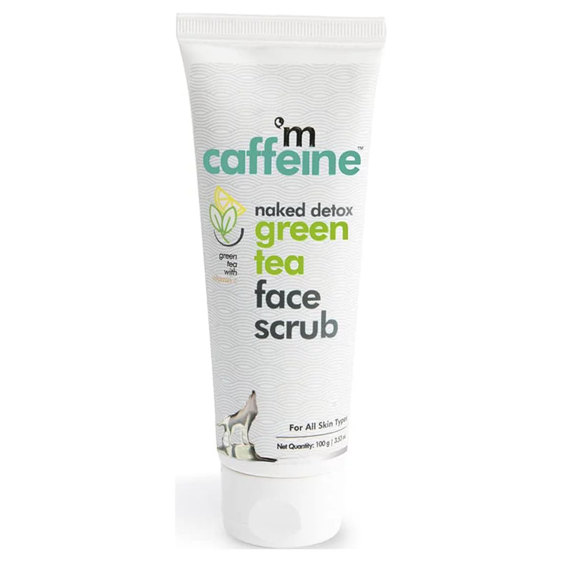 mCaffeine Green Tea Face Scrub with Vitamin C & Walnut for Women & Men | Removes Dirt, Blackheads & Gently Exfoliates Skin | For Oily, Normal, Dry, Combination & Sensitive Skin (100gm)