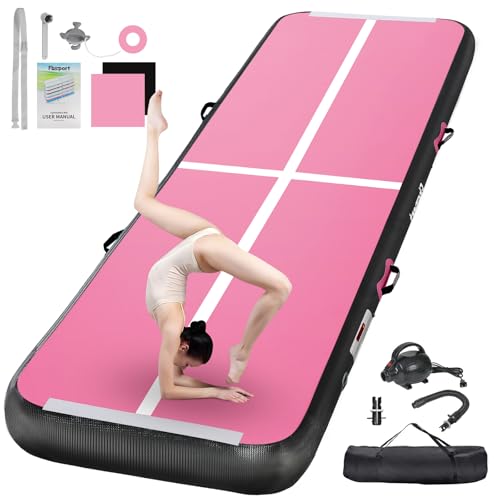 FBSPORT Inflatable Air Gymnastics Mat Training Mats 4/8 inches Thickness Gymnastics Tracks for Home Use/Training/Cheerleading/Yoga/Water with Pump