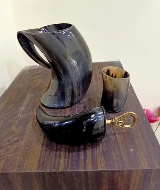 Viking Drinking Horn - Pack of 3 Viking Drinking Horn Mug - Beer Mug Tankard -Shot Glass - Bottle Opener Gifts For Men Rustic Vintage Home Decor Gifts