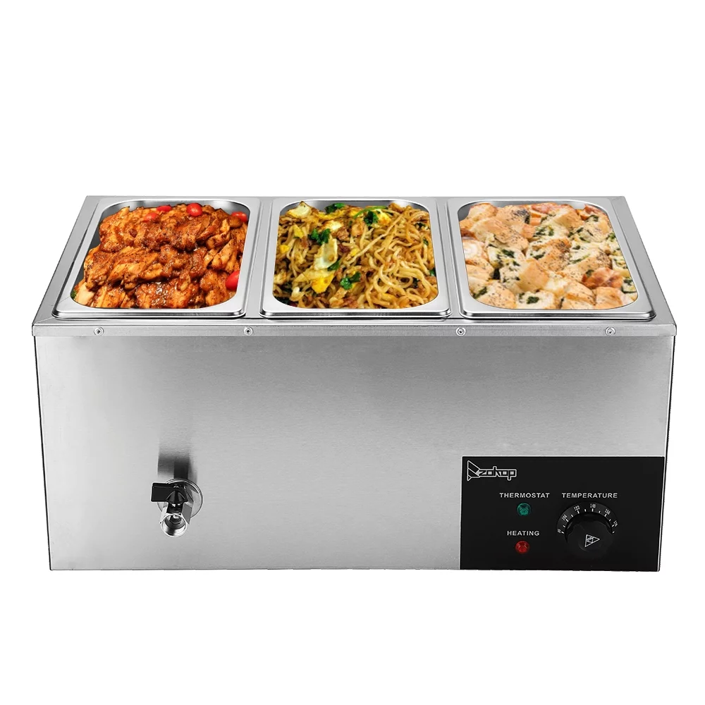 Zimtown 6.9Qt Commercial Grade Stainless Steel Bain Marie Buffet Food Warmer Steam Table, 3 Pan