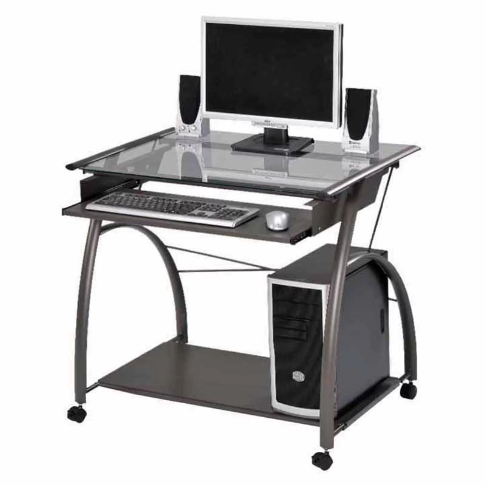 BenJara Vincent Computer Desk, Pewter-Color:Pewter