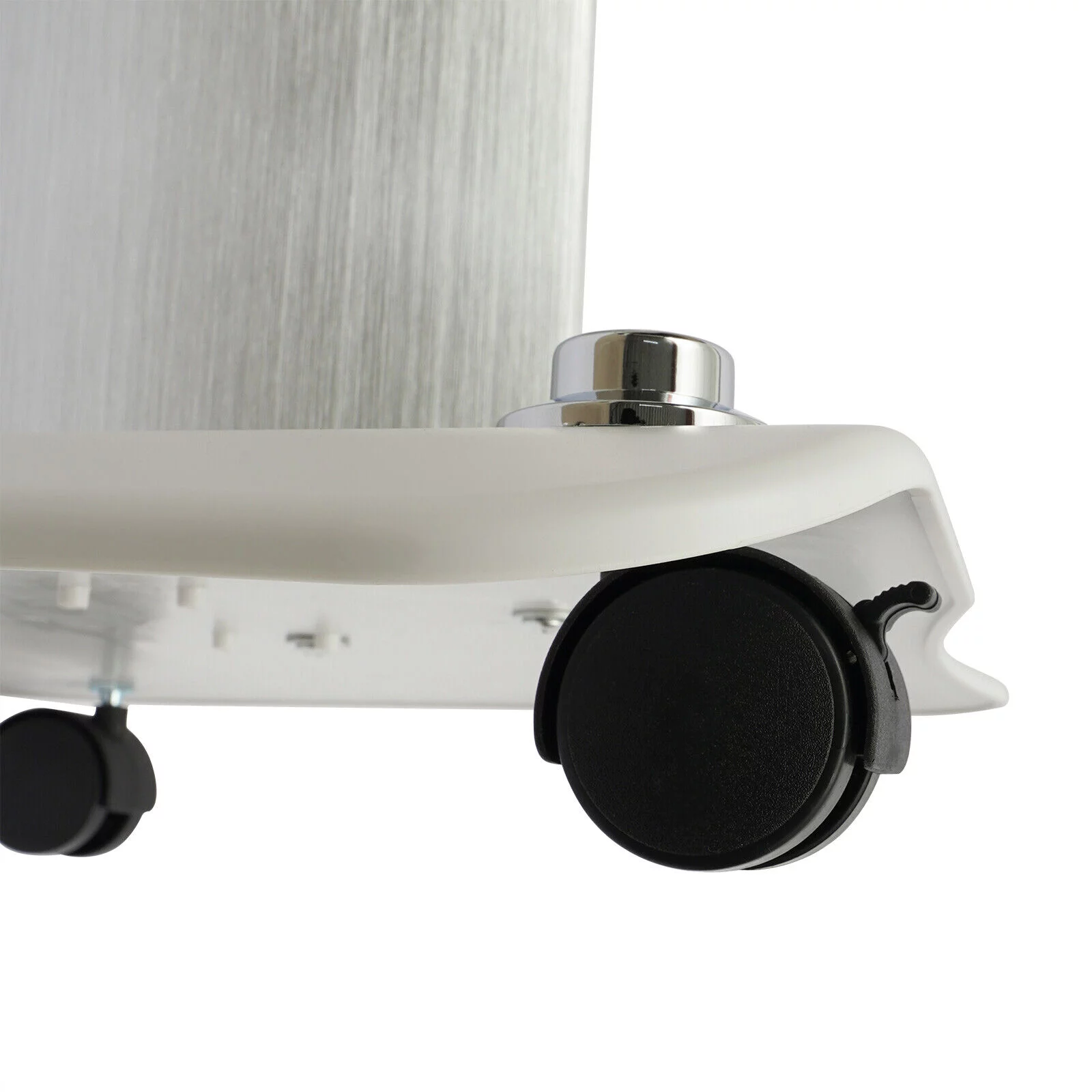 Rolling Trolley Cart Beauty Machine Stand, 4 Wheels Hair Salon Alluminum Alloy White Beauty Cart