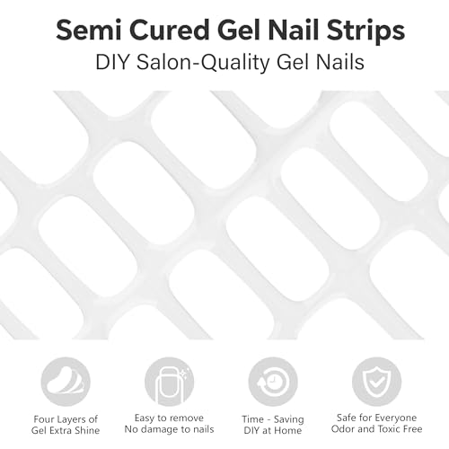 Semi Cured Gel Nail Strips-Easy Apply Christmas Gel Nail Stickers Holiday Semi Cured Manicure Strips with Sparkling Xmas Designs (Classic Yule)
