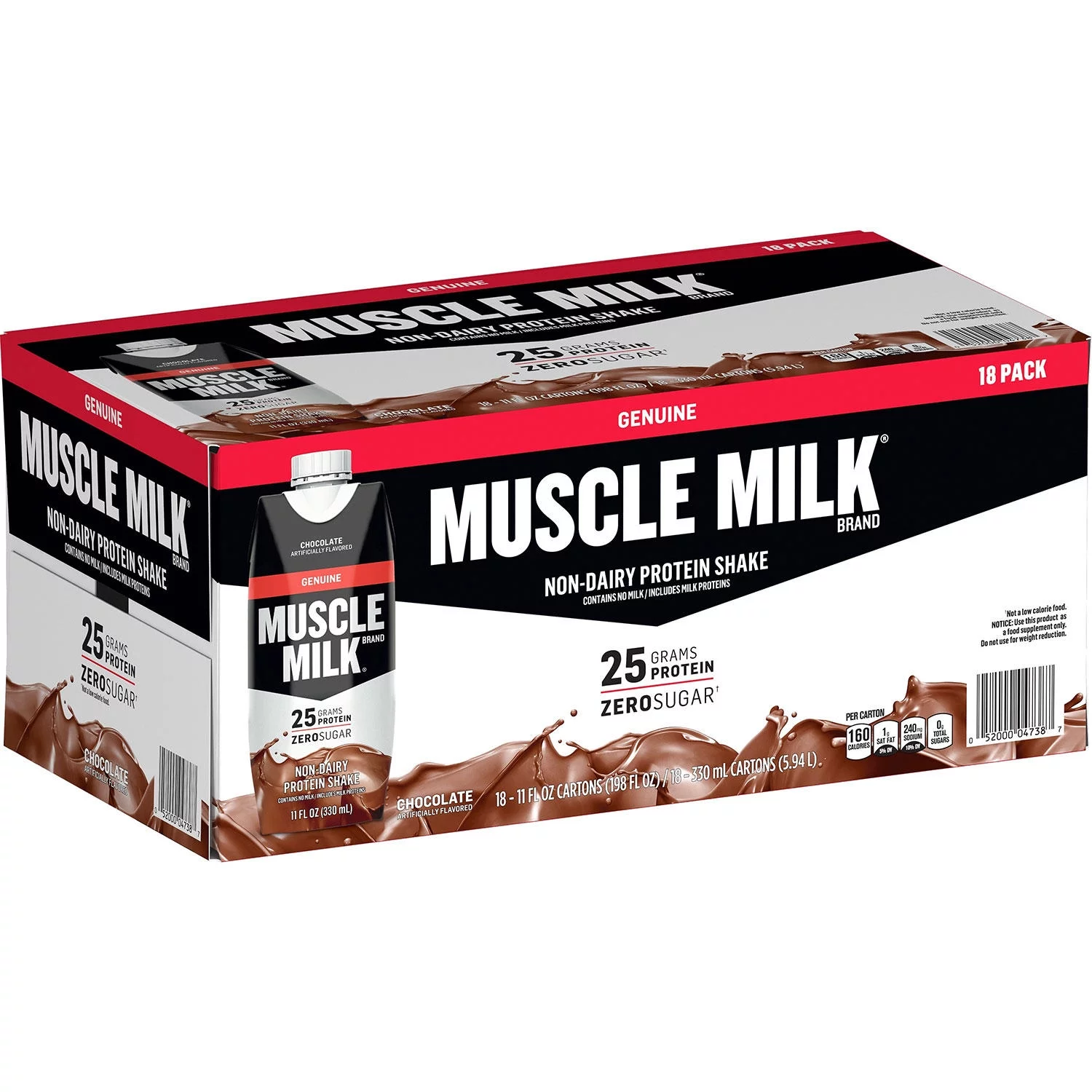 (Brand) Muscle Milk  Genuine Non-Dairy Protein Shake, Chocolate (11 fl. oz., 18 Pk.)