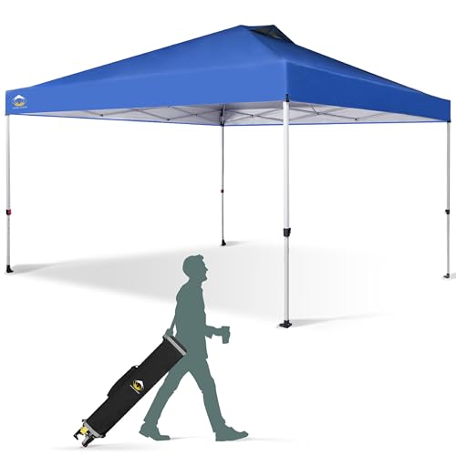 CROWN SHADES 10x10 Pop Up Canopy - Beach Tent with One Push Setup - Easy Outdoor Sun Shade for Events, Parties, Camping - Gazebo with STO-N-Go Cover Bag, Silver Coated Top, White