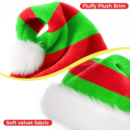 JUANANIUG Christmas Santa Hat Adult: Xmas Holiday Hat for Women and Men - Extra Thicken Classic Fur for Christmas New Year Festive Holiday Party Supplies