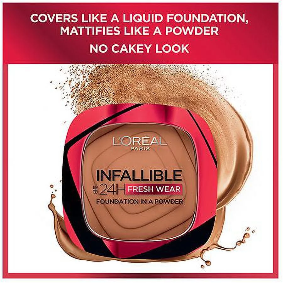 L'Oreal Paris Infallible Up to 24 Hour Fresh Wear Foundation in a Powder, Linen 0.31oz Pack of 2