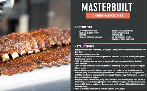 Masterbuilt? 30-inch Digital Electric Vertical BBQ Smoker with Leg Kit, Side Wood Chip Loader and 710 Cooking Square Inches in Black, Model MB20070421