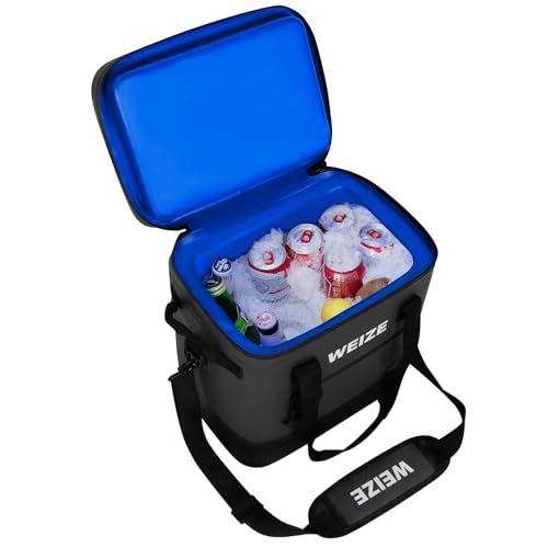 WEIZE Premium Deep Freeze Welded Soft-Sided Cooler, 24 Can Portable Beach & Camping & Lunch Cooler, Heavy-Duty Waterproof TPU Exterior & Seams, Crush-Proof Insulation, Leak-Proof Zipper