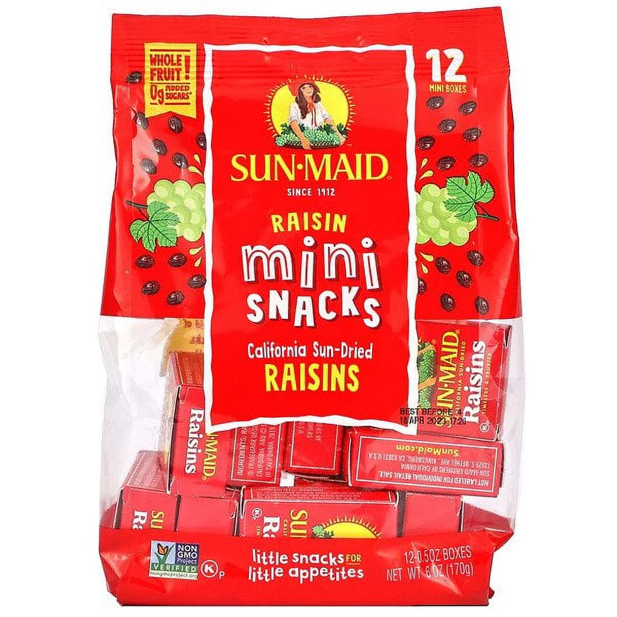 Sun-Maid, Raisin Mini Snacks, 12 Boxes, 0.5 oz Pack of 4