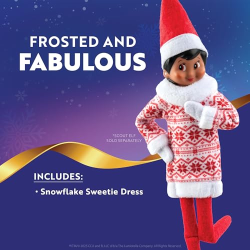 The Elf on the Shelf Claus Couture Collection Snowflake Sweetie Dress - Charming Fair Isle-Inspired Tunic Dress - Scout Elf Not Included
