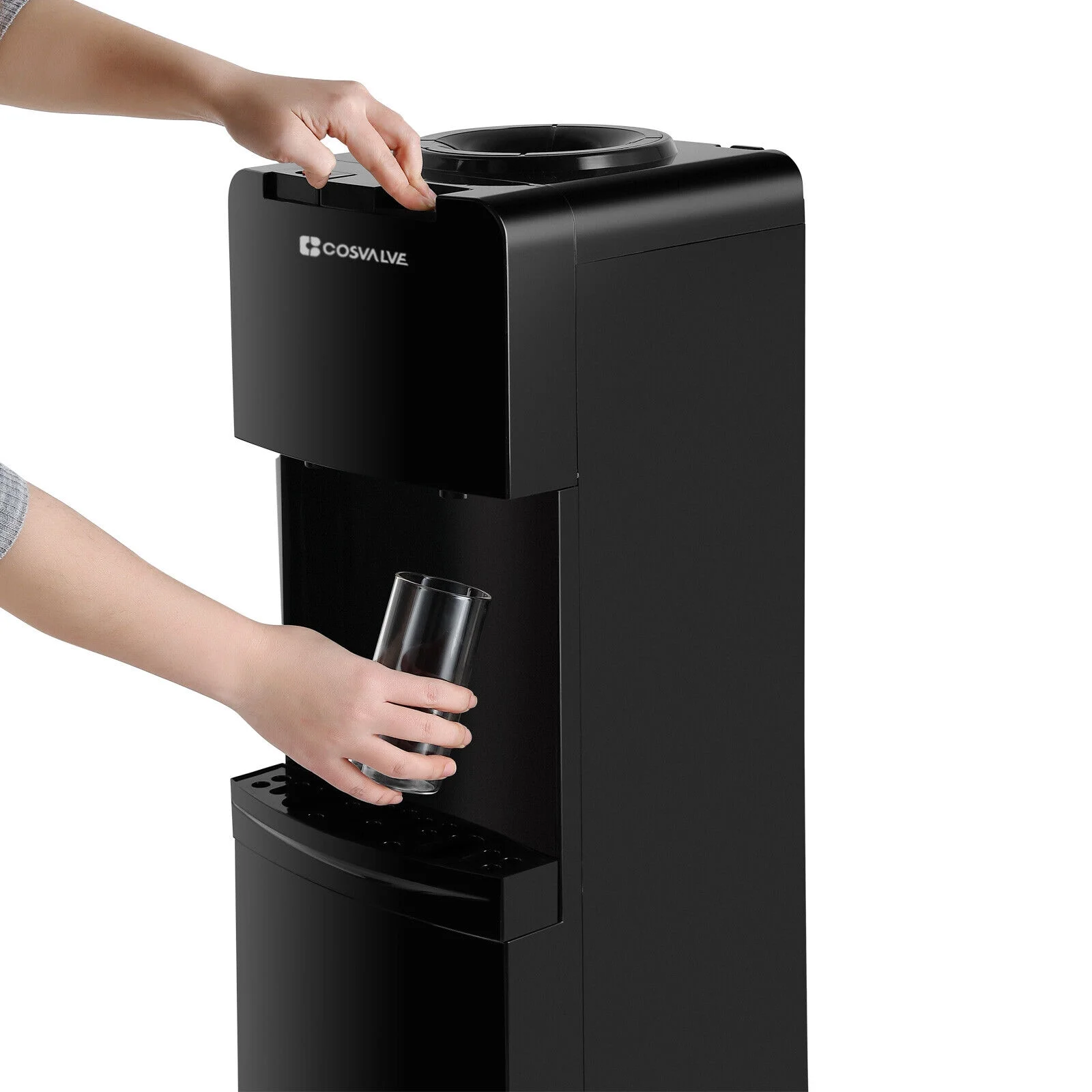 5 Gallon Hot Cold Water Dispenser Cooler Top Loading with Child Safety Lock (Black)