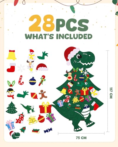 Felt Christmas Tree for Kids - DIY 3.6 Ft Oversized Wall Hanging for Toddlers, New Year Party Favors, Christmas Tree Style