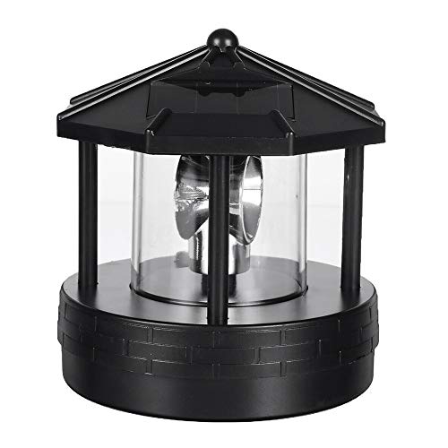 Garden Solar Lights, Outdoor LED Solar Lighthouse, Durable Rotatable Waterproof Solar Lights for Pathway (Black - L)