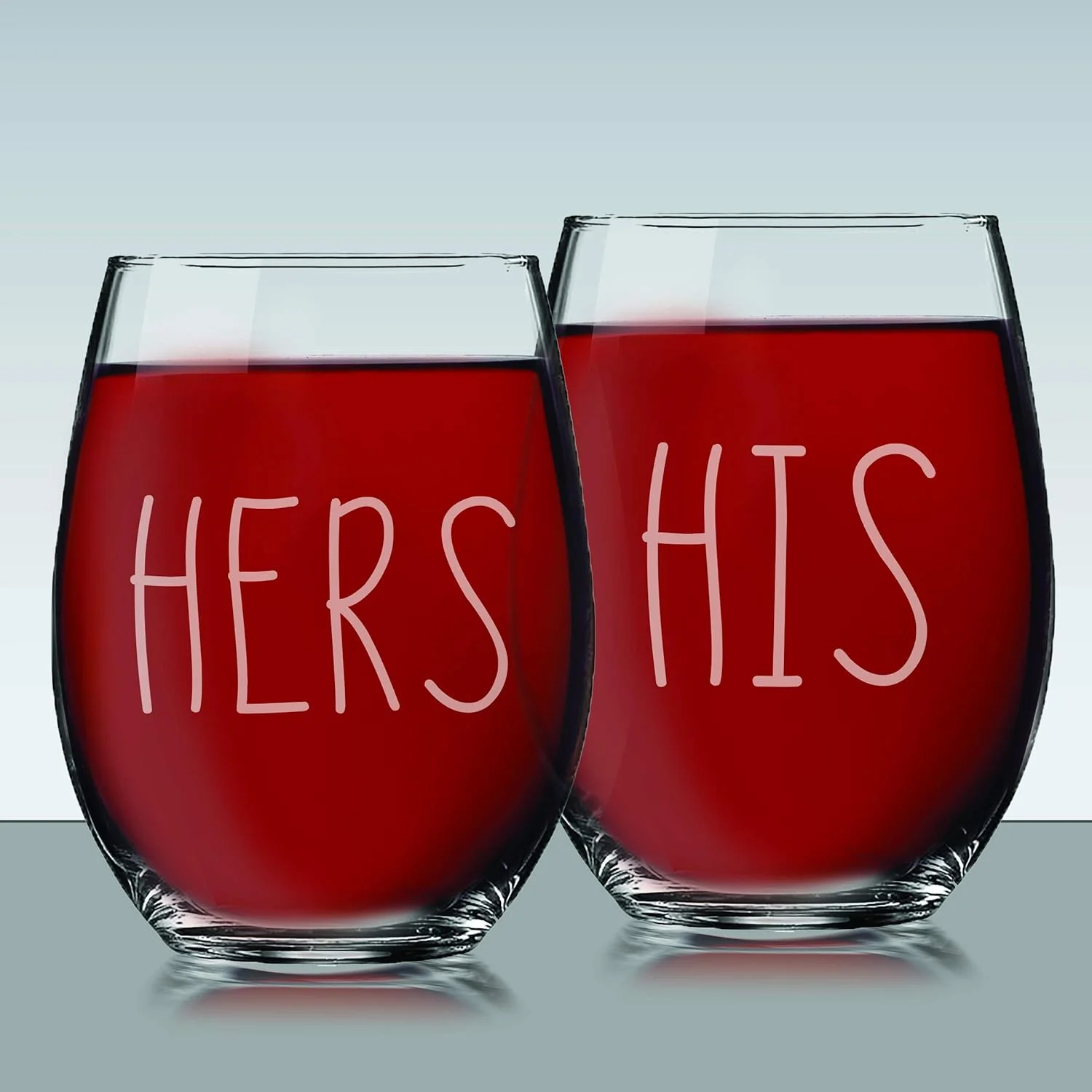 His And Hers Stemless Wine Glasses Gift Set Of 2