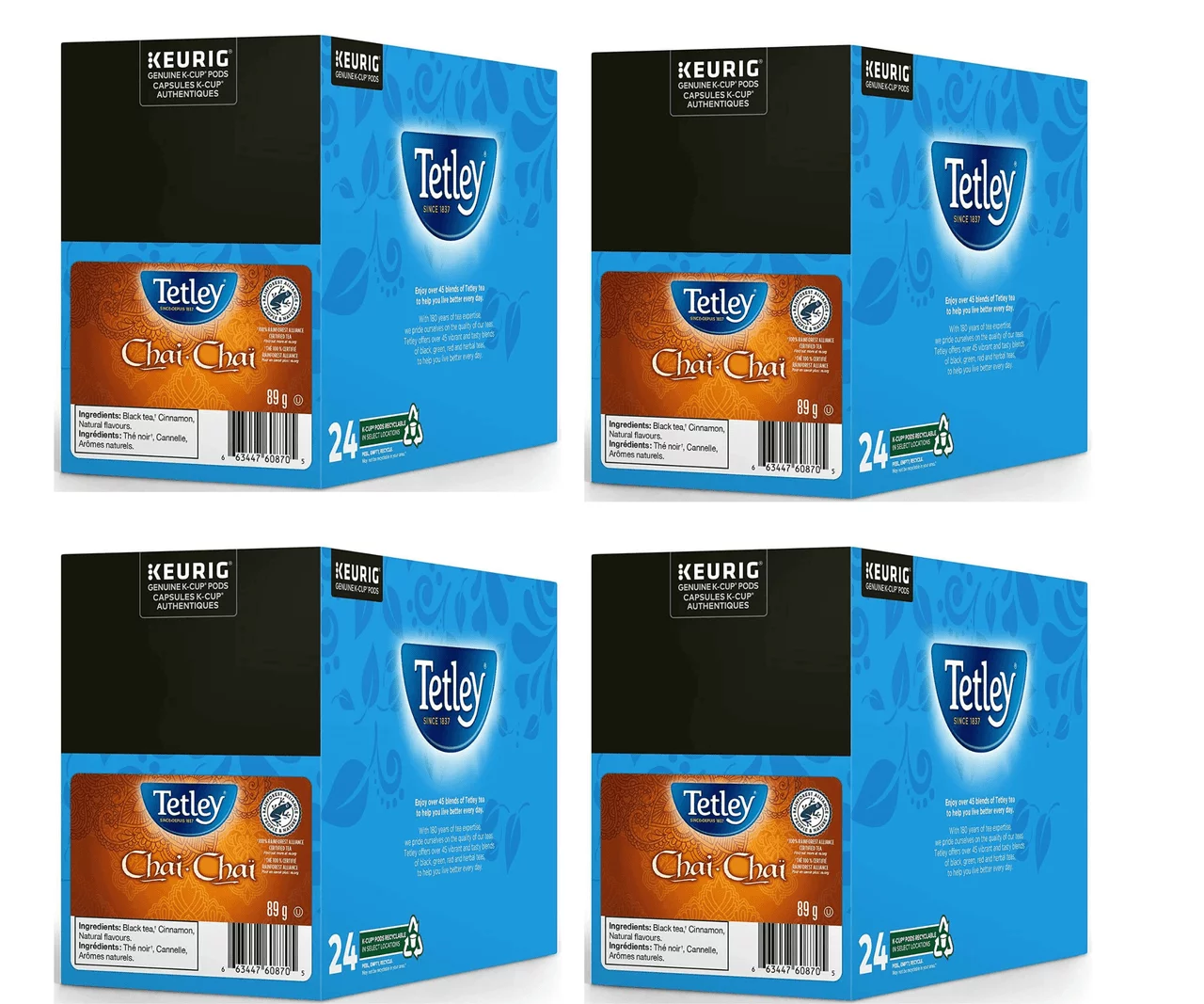 Tetley Chai Tea K-Cup pods for Keurig brewers, 24 count (4/case)
