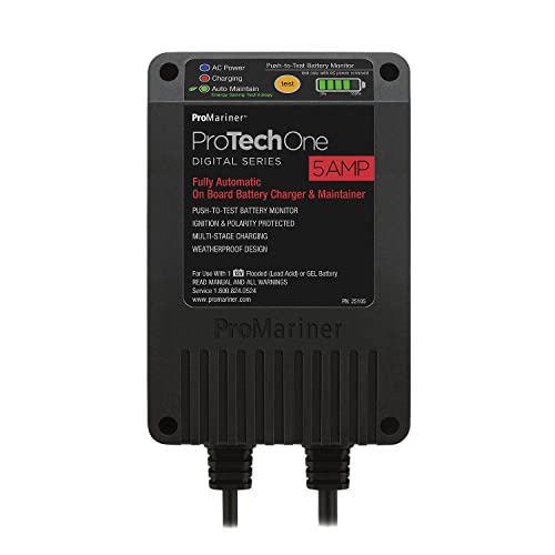 ProMariner 24105 ProTechOne Digital Series 5 Amp Fully Automatic On-board Battery Charger and Maintainer with Integrated AC Inlet