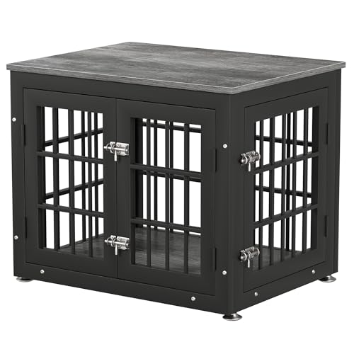 48 Inch Heavy Duty Dog Crate Furniture for Large Dogs, Decorative Pet House End Table, Extra Large Wooden Cage Kennel Furniture Indoor, Natural and White