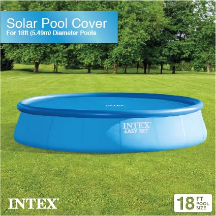 Intex 28015E Solar Pool Cover: for 18ft Round Easy Set and Metal Frame Pools – Insulates Pool Water – Reduces Water Evaporation – Keeps Debris Out – Reduces Chemical Consumption