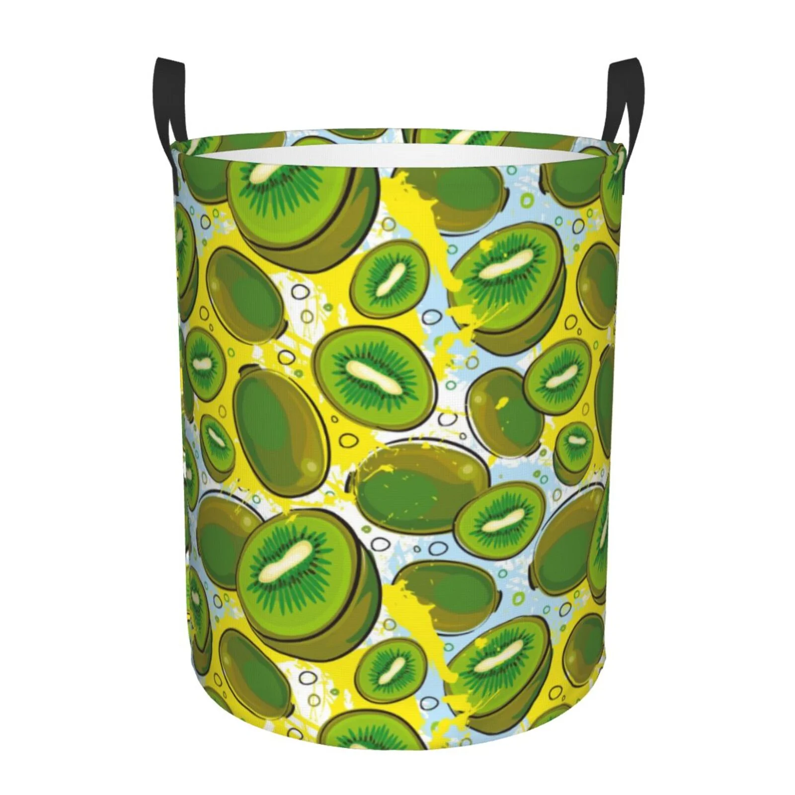 Balery,Laundry Hamper With Handles Laundry Basket Watercolor Kiwi Fruits Summer Round Laundry Baskets Circular Hamper For Bathroom Organizer Basket Lightweight Storage Baskets For Bathroom