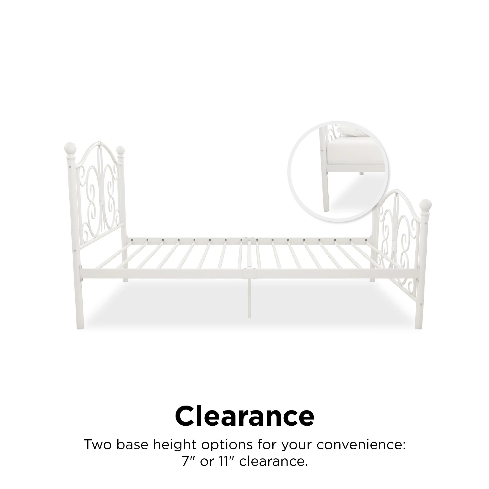 Desert Fields Bombay Metal Bed, White, Twin