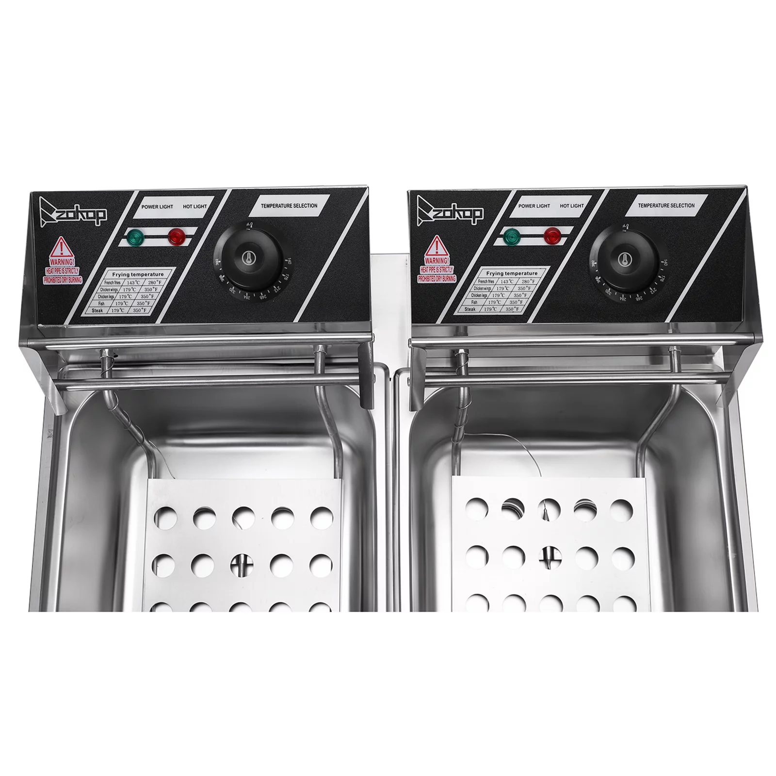 EH82 5000W MAX 110V 12.7QT/12L Stainless Steel Double Cylinder Electric Fryer