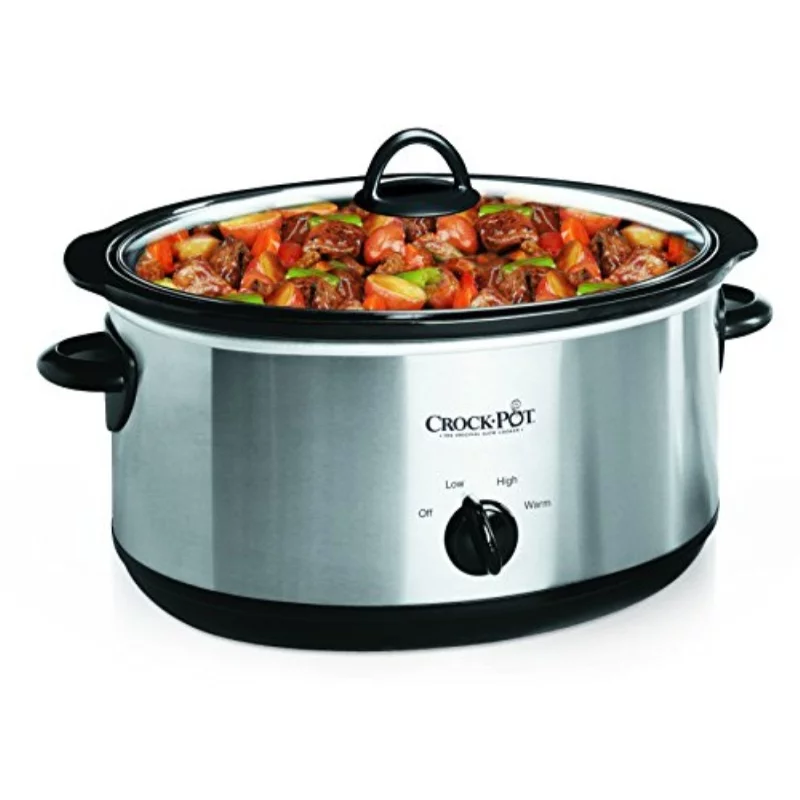 Crock-Pot 7 Quart Oval Manual Slow Cooker, Stainless Steel (SCV700-S-BR)