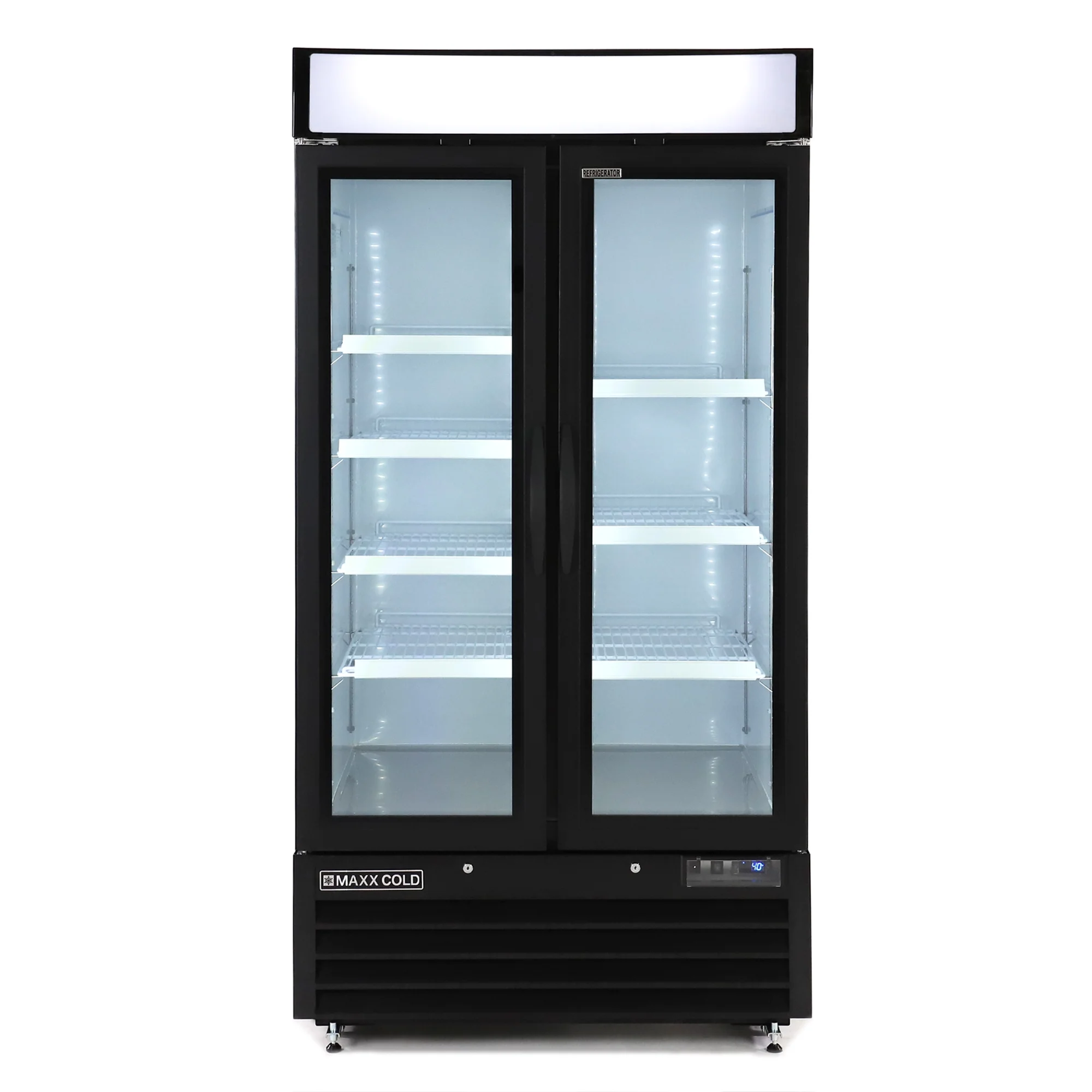 Maxx Cold 36 cuft Double Door Cooler, Black Exterior, Swinging Doors