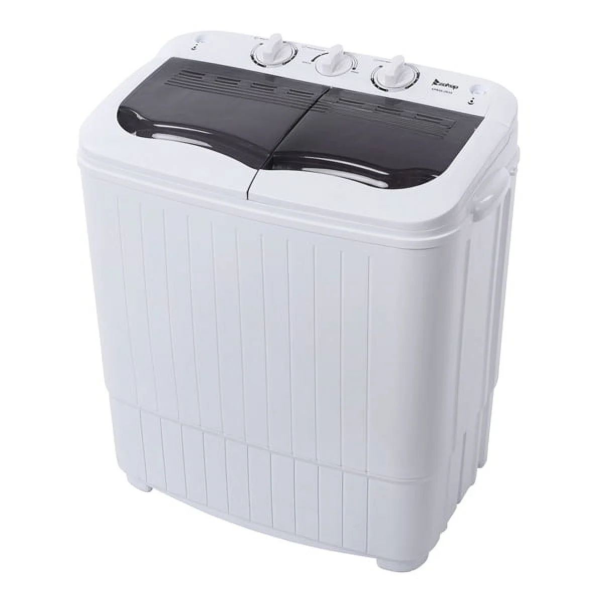 Fithood Compact Twin Tub with Built-in Drain Pump XPB35-ZK35 14.3(7.7 6.6)lbs Semi-automatic Gray Cover Washing Machine