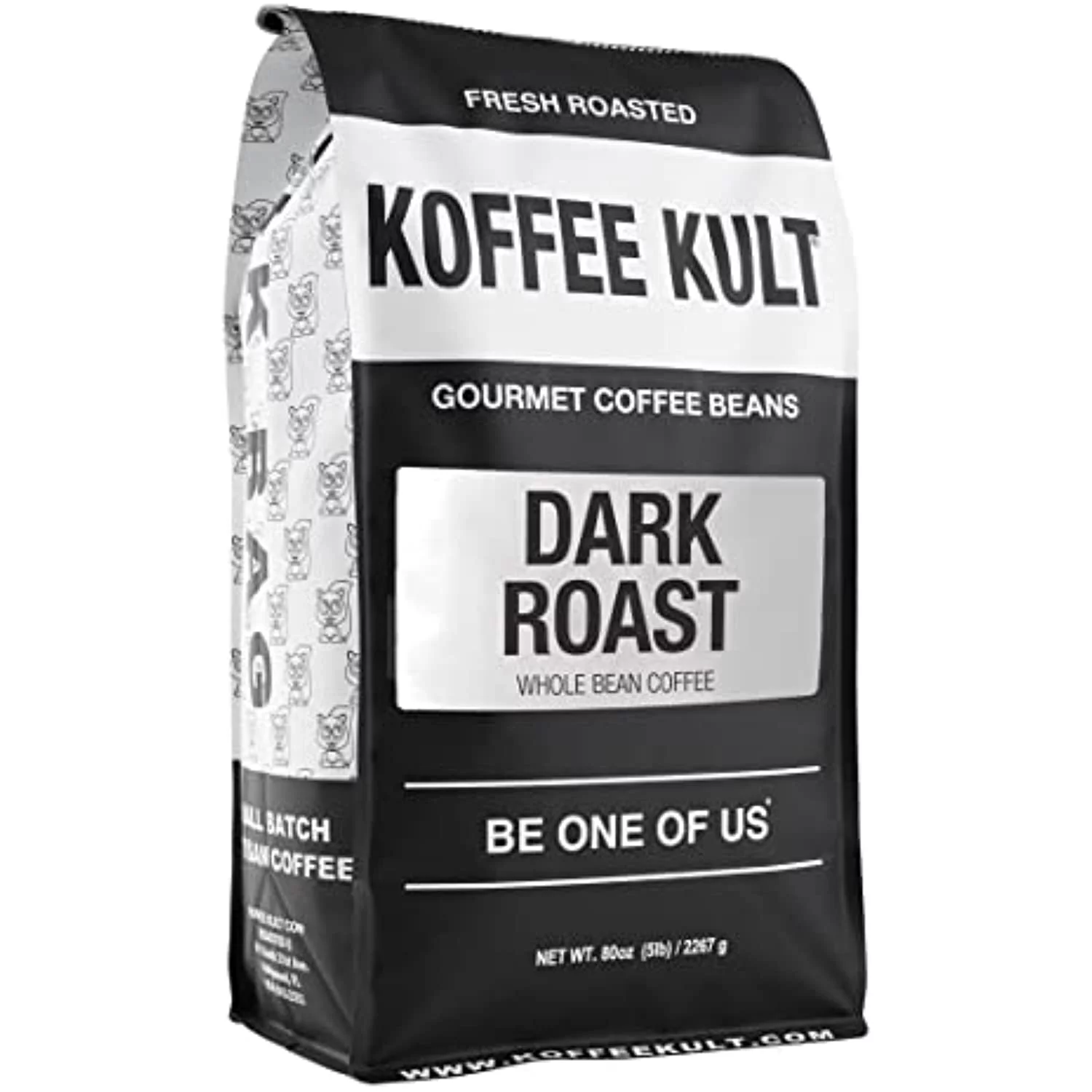 Koffee Kult Dark Roast Whole Bean Coffee - Small Batch Gourmet Aromatic Artisan Blend 100% Arabica Coffee Beans Organically Sourced (80Oz, 5 Pound Bag)