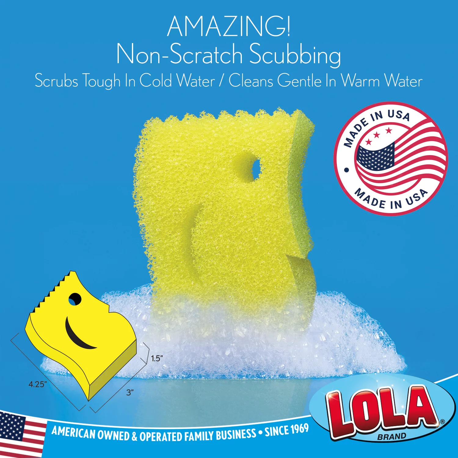 LOLA Scrub Boss, Multi-Use Cleaning Sponge, Reusable & Machine Washable - 9 CT