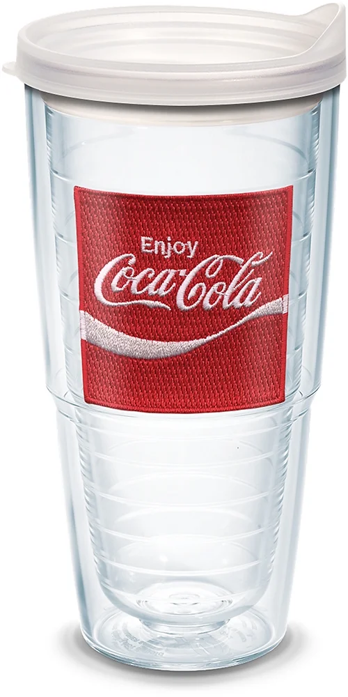 Tervis Coca-Cola - Enjoy Coke Emblem Made in USA Double Walled  Insulated Tumbler Travel Cup Keeps Drinks Cold & Hot, 24oz, Clear Lid