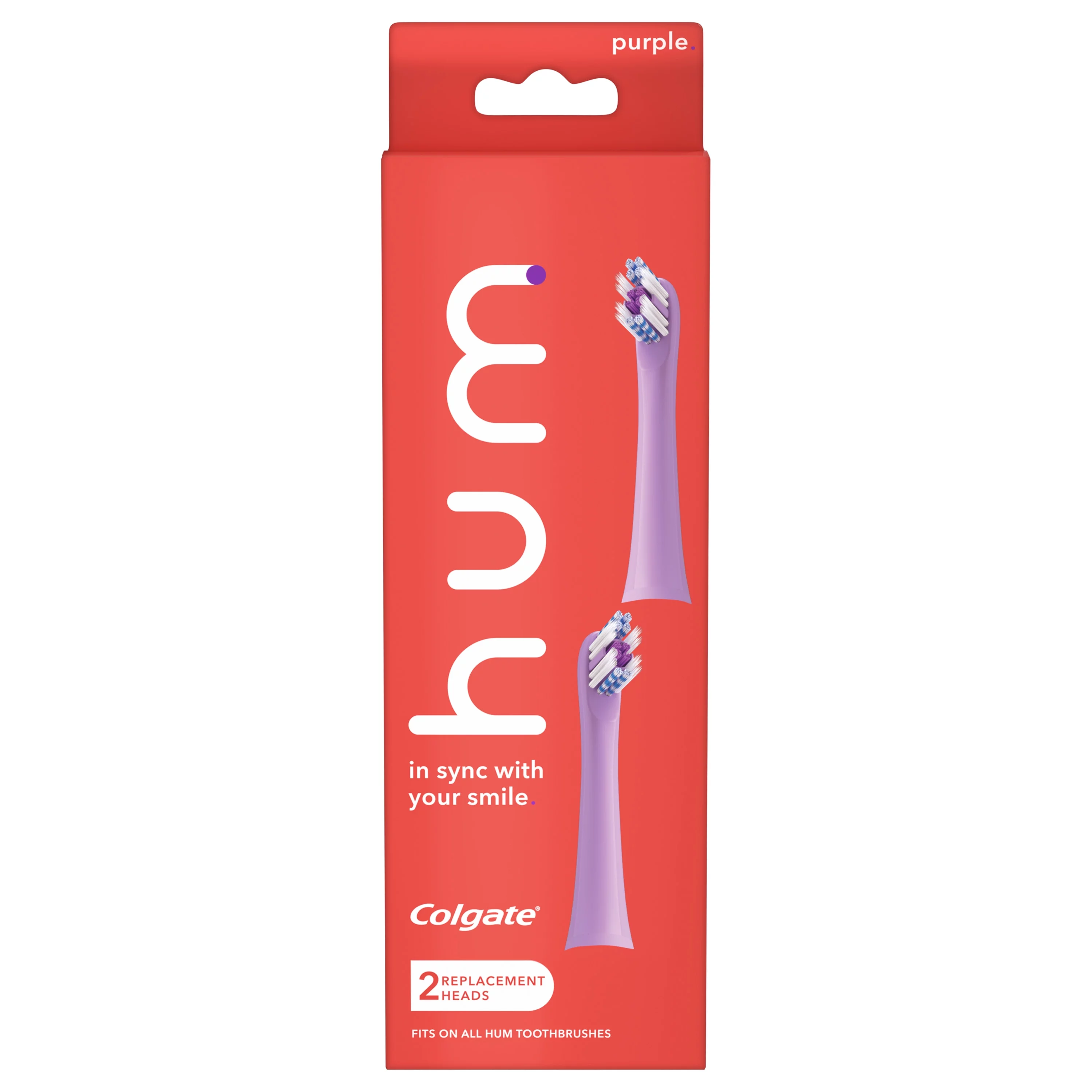 hum by Colgate Replacement Toothbrush Heads, Purple hum Replacement Heads, 2 Pack