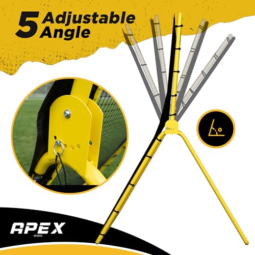Professional Lacrosse Rebounder Volleyball Rebounder (4x7 Feet) - Adjustable 5 Angles, Soccer and Baseball Rebounder Practice Net with Precision Target Strip, Sturdy Frame