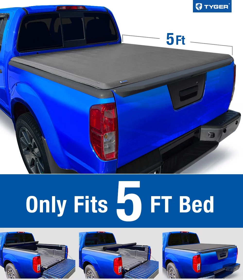 Tyger Auto T1 Soft Roll-up Truck Bed Tonneau Cover Compatible with 2005-2021 Nissan Frontier; 2009-2012 Suzuki Equator | 5' Bed | TG-BC1N9034 | Vinyl