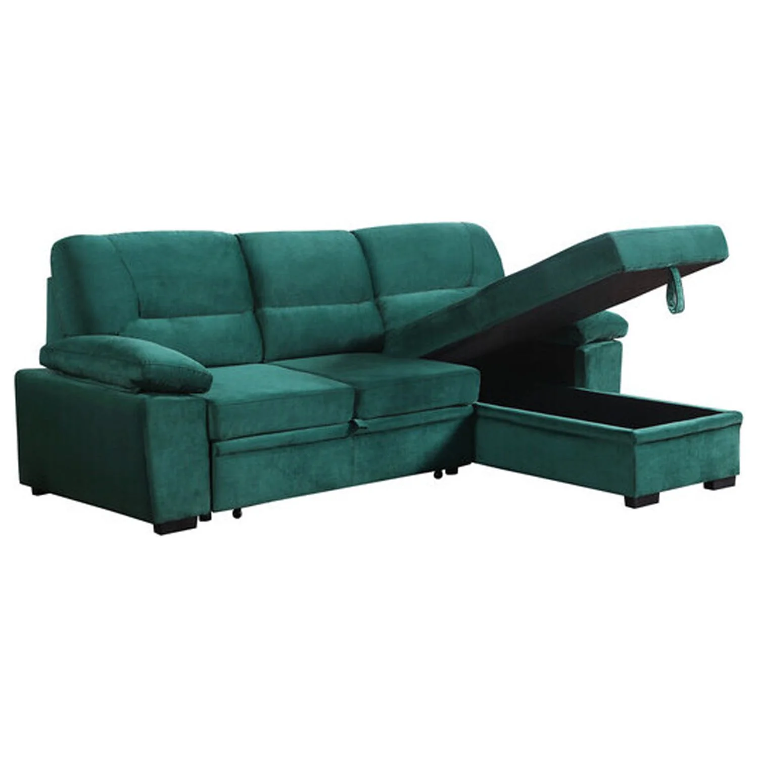 Homestock Art Deco Dreams Reversible Sleeper Sectional Sofa-Color:Green