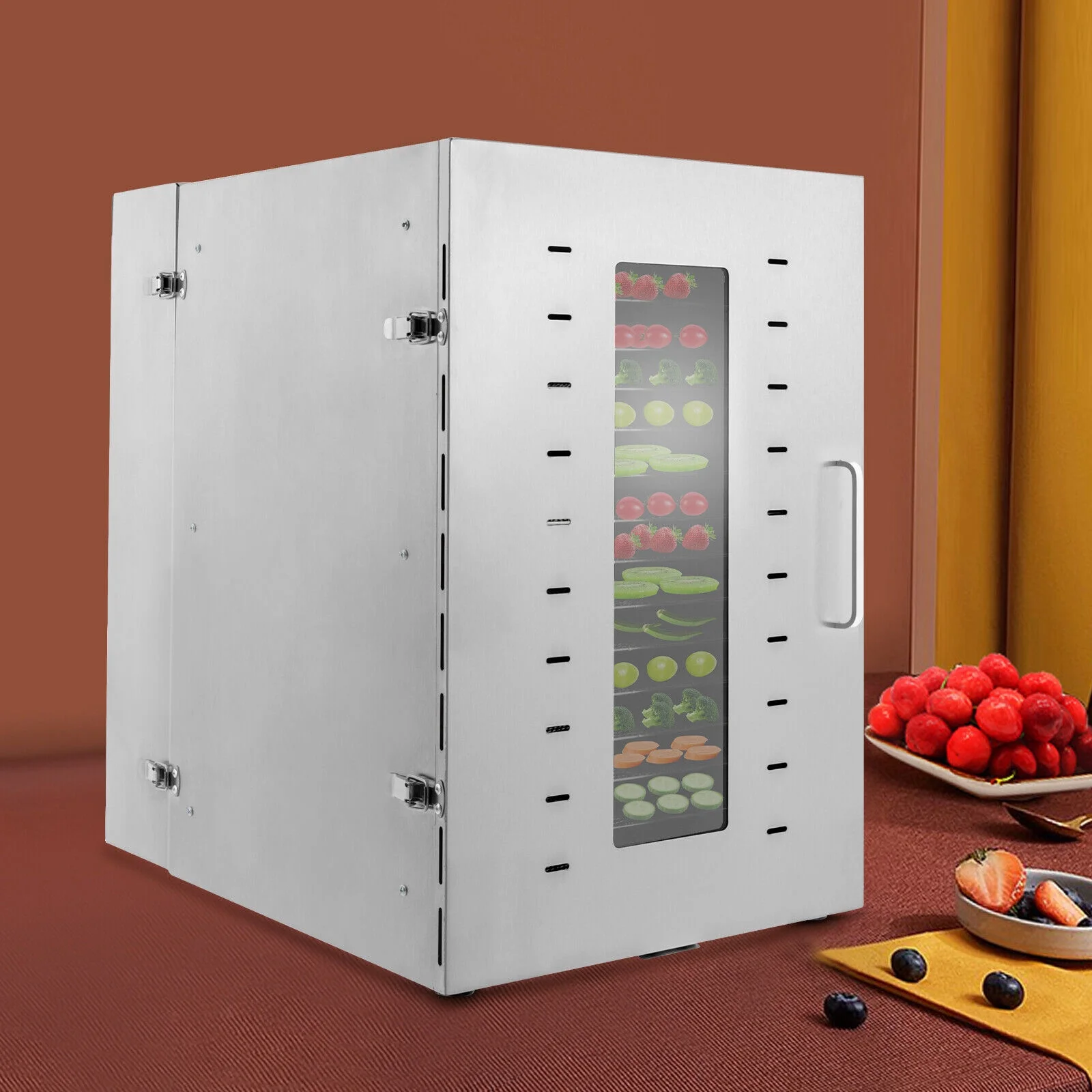 16 Trays Stainless Steel Food Dehydrator, Commercial Dehydrator for Fruit, Meat, Beef, Jerky, Herbs with Adjustable Timer and Temperature Control, Company.
