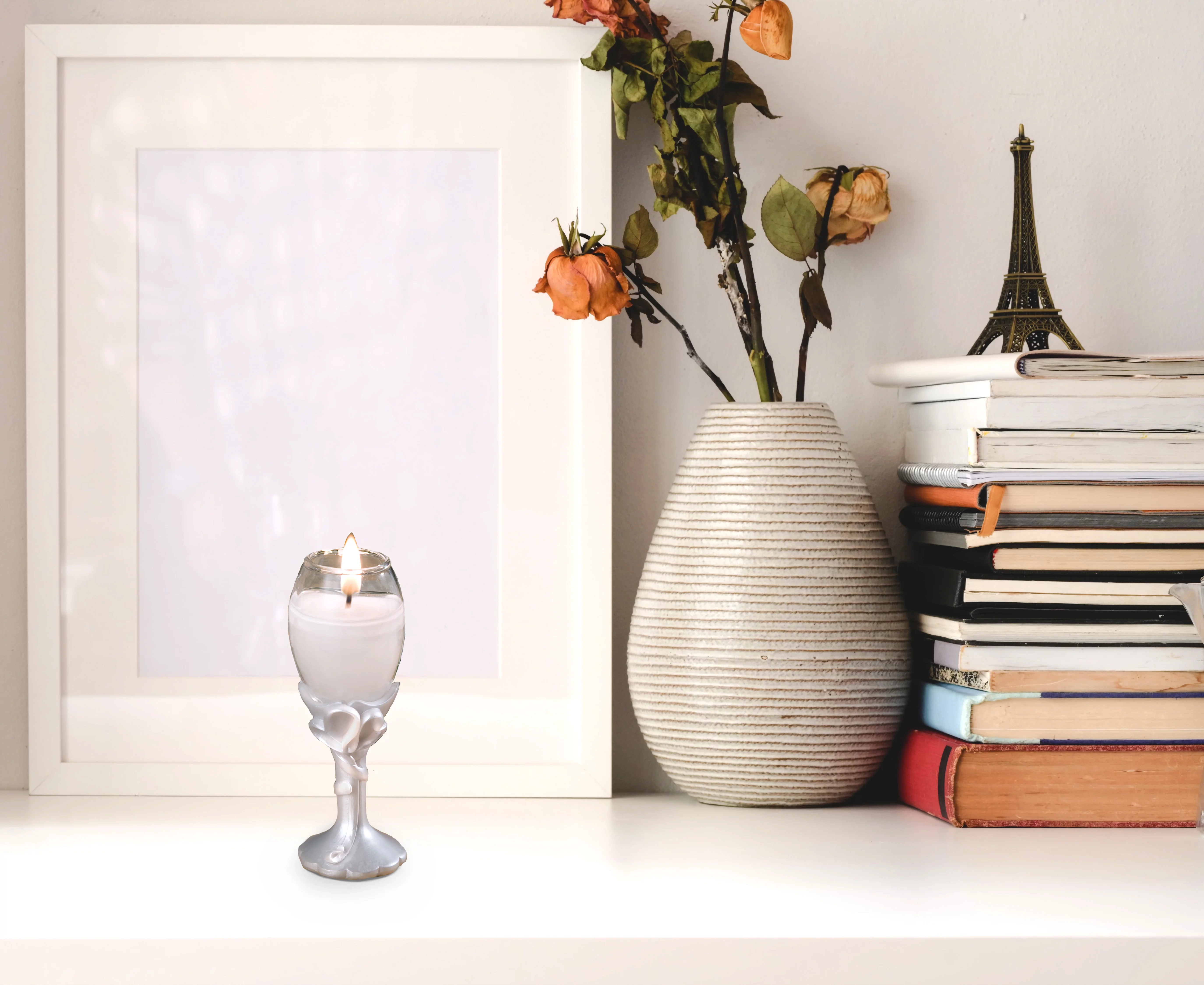 30 Double Heart Design Champagne Flute Candle Holders