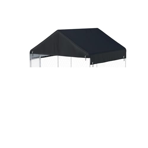 Outdoor Dog Kennel Cover 10'W x 10'L 600D Heavy Duty Waterproof UV Resistant Dog Kennel Replacement Cover - Black (Cover Included only)
