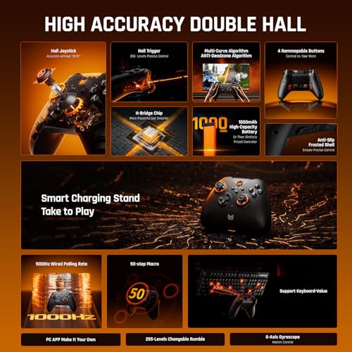 PC Controllers, BIGBIG WON Gale Hall Wireless Controllers, Motion Control, Hall Joysticks&Triggers, 3 Pairs of Thumbsticks, PC App Game Controllers for Switch/PC/iOS/Android Wireless Gaming Controller