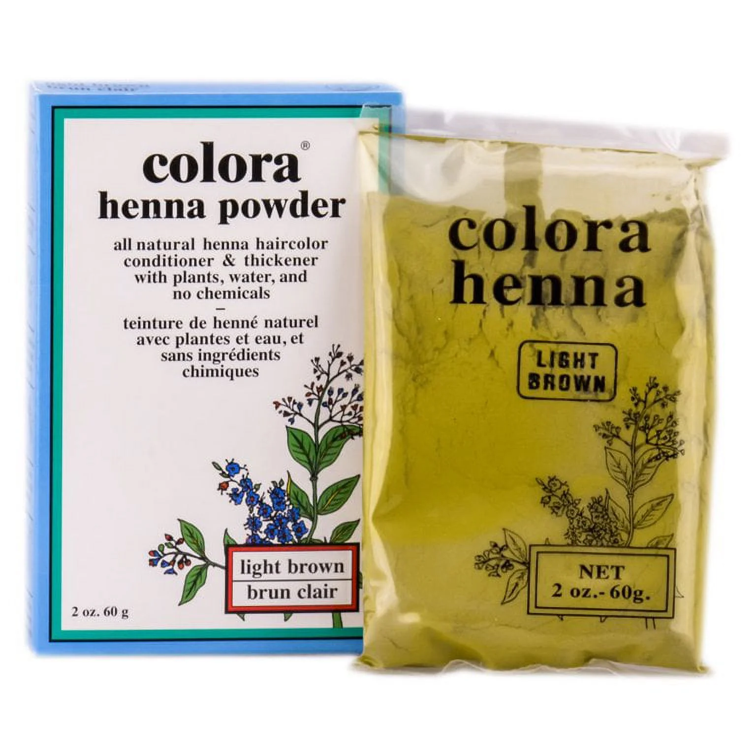 [ 6 PACK ] Colora Henna Powder Hair Color [ LIGHT BROWN ] 2 Oz. * BEAUTY TALK LA *