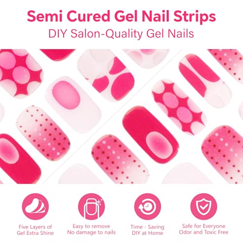 Semi Cured Gel Nail Strips-Easy Apply Christmas Gel Nail Stickers Holiday Semi Cured Manicure Strips with Sparkling Xmas Designs (Classic Yule)