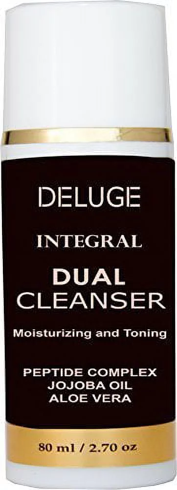 DELUGE - CREAM CLEANSER, MOISTURIZING AND TONING WITH PEPTIDES COMPLEX, AMINO ACIDS, SHEA BUTTER, JOJOBA OIL, 100% ORGANIC OILS. 70% ORGANIC. NON-FOAMING MAKEUP REMOVER. ANTI- AGING FACE CLEANSER.