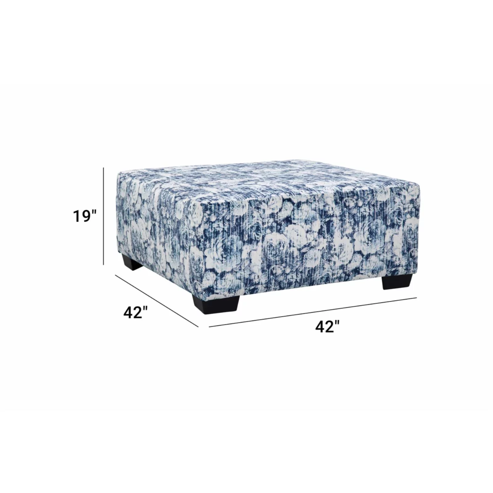 Furniture Classics Model 8-080-AO4V1 Casual Comfort Series Blue Floral Square Upholstered Ottoman
