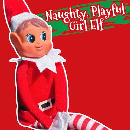 Elfie (Boy) and Elvie (Girl) Set Fun and Playful Elves Behavin' Badly Figure with Soft Body and Vinyl Face-Set of 2, Red