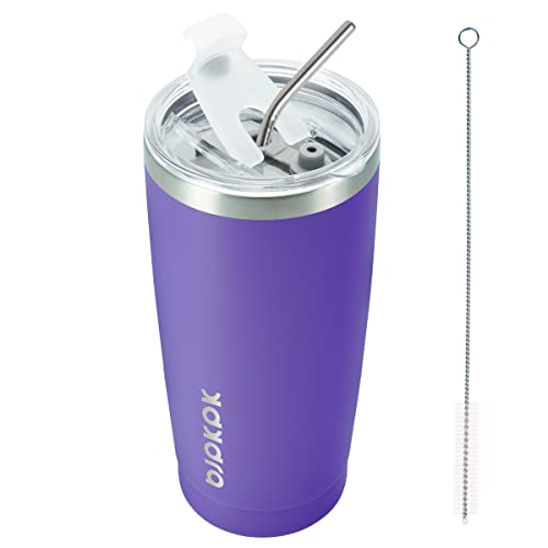 BJPKPK Insulated Tumbler 20 oz Stainless Steel Coffee Travel Thermal Cup With lids And Straws,Light Pink