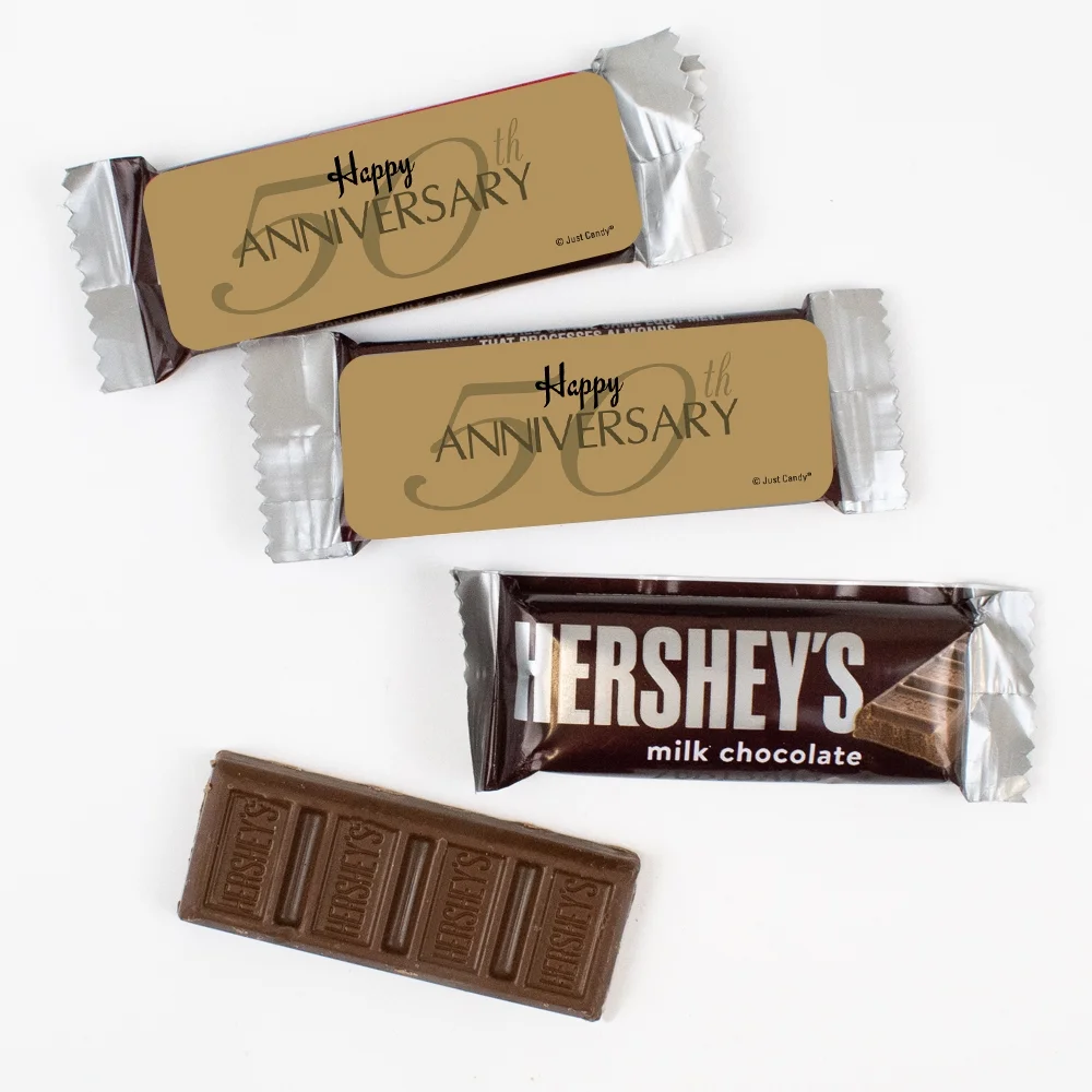44 Pcs Bulk 50th Anniversary Candy Snack Size Chocolate Bar Party Favors (19.8 oz, Approx. 44 Pcs) - Gold