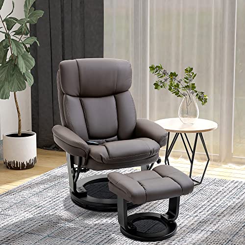 HOMCOM PU Leather Massage Recliner Chair with Ottoman 10 Point Vibration Swiveling Armchair, Black
